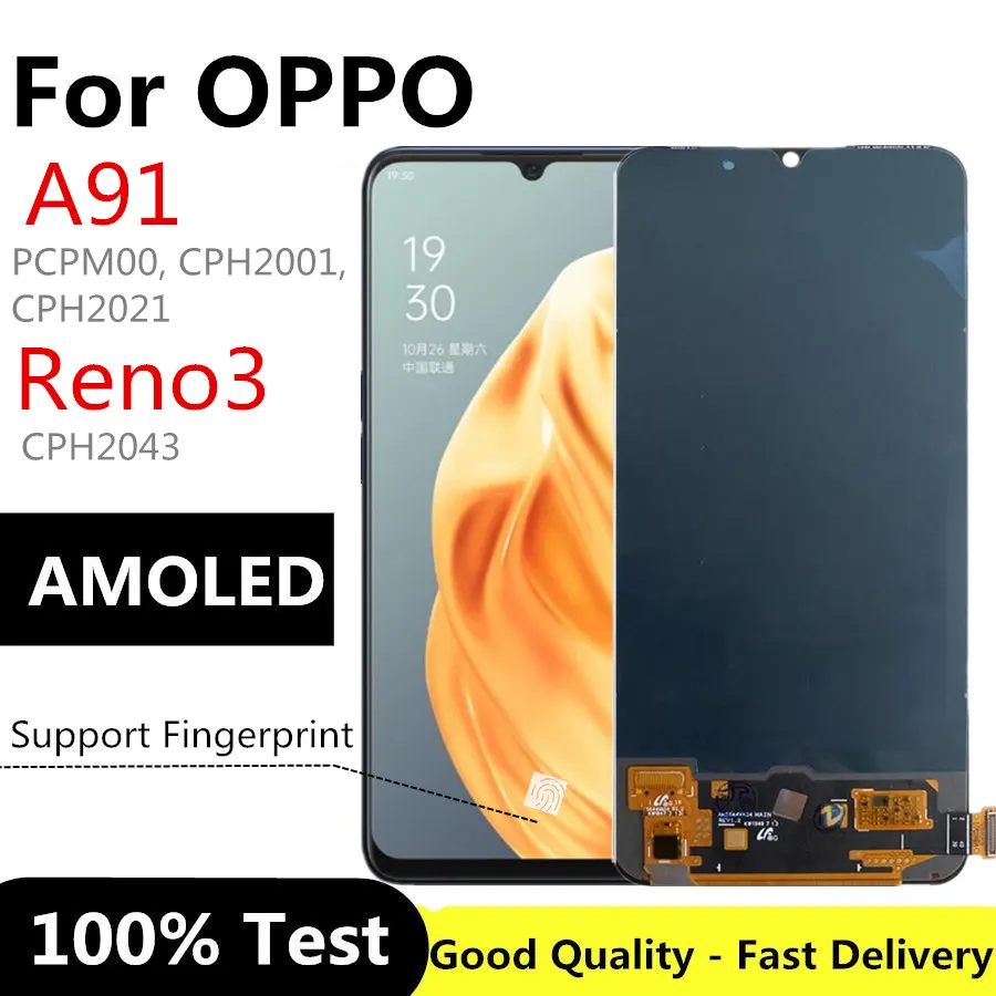 

For OPPO Reno3 CPH2043 LCD Reno 3 Display Screen Touch Panel Screen Digitizer For OPPO A91 LCD PCPM00, CPH2001, CPH2021 LCD