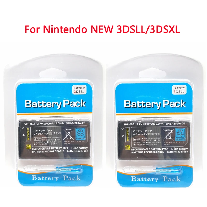 2pcs/lot 2000mah 3.7v Rechargeable Liion Battery Pack For Nintendo New