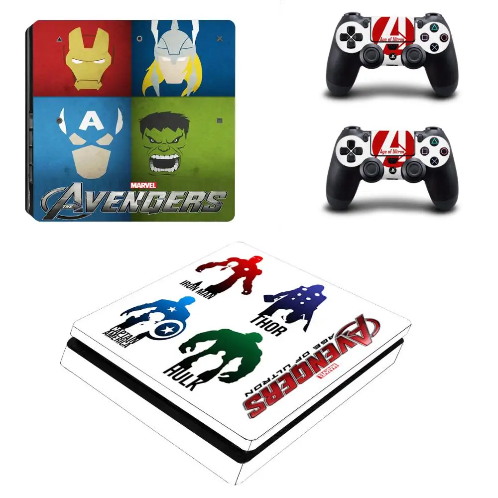Тонкая виниловая наклейка Marvel "Мстители" для PS4 с игровой станцией 4, тонкая наклейка для playstation 4, тонкая консоль и контроллер - Цвет: YSP4S-1772
