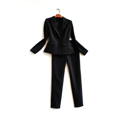 Fashion Office Lady Womens Business Suits Orange Pants Suit Formal OL Business Suit Long Sleeve Trouser Suit Women Suits Pink - Цвет: 1
