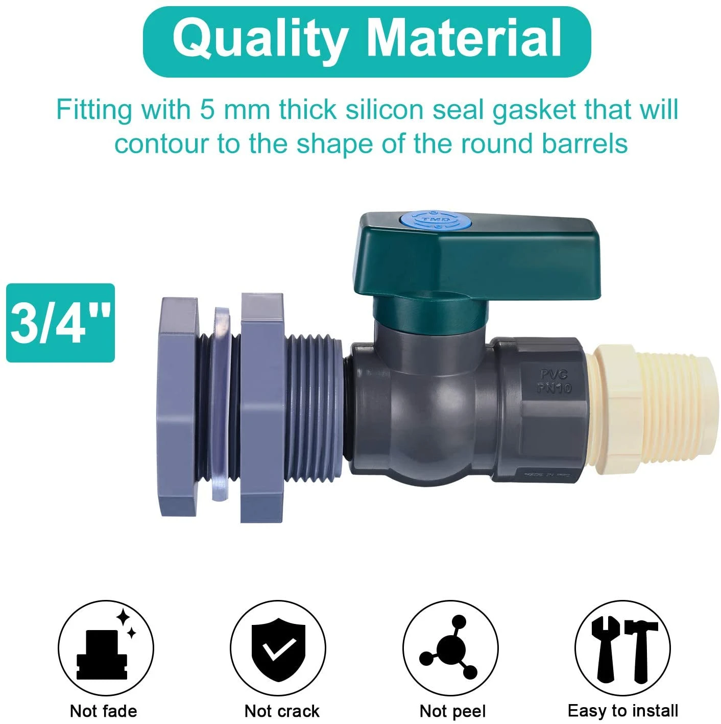 SICED Connector PVC Water Tanks 3/4 Inch PVC Rain Barrel Faucet With