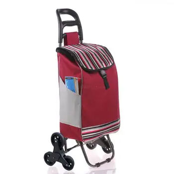 

Six Wheel Folding Climbing Cart Portable Shopping Cart Quality Steel Pull Rod Trolley With 600D Oxford Cloth Shopping Bag