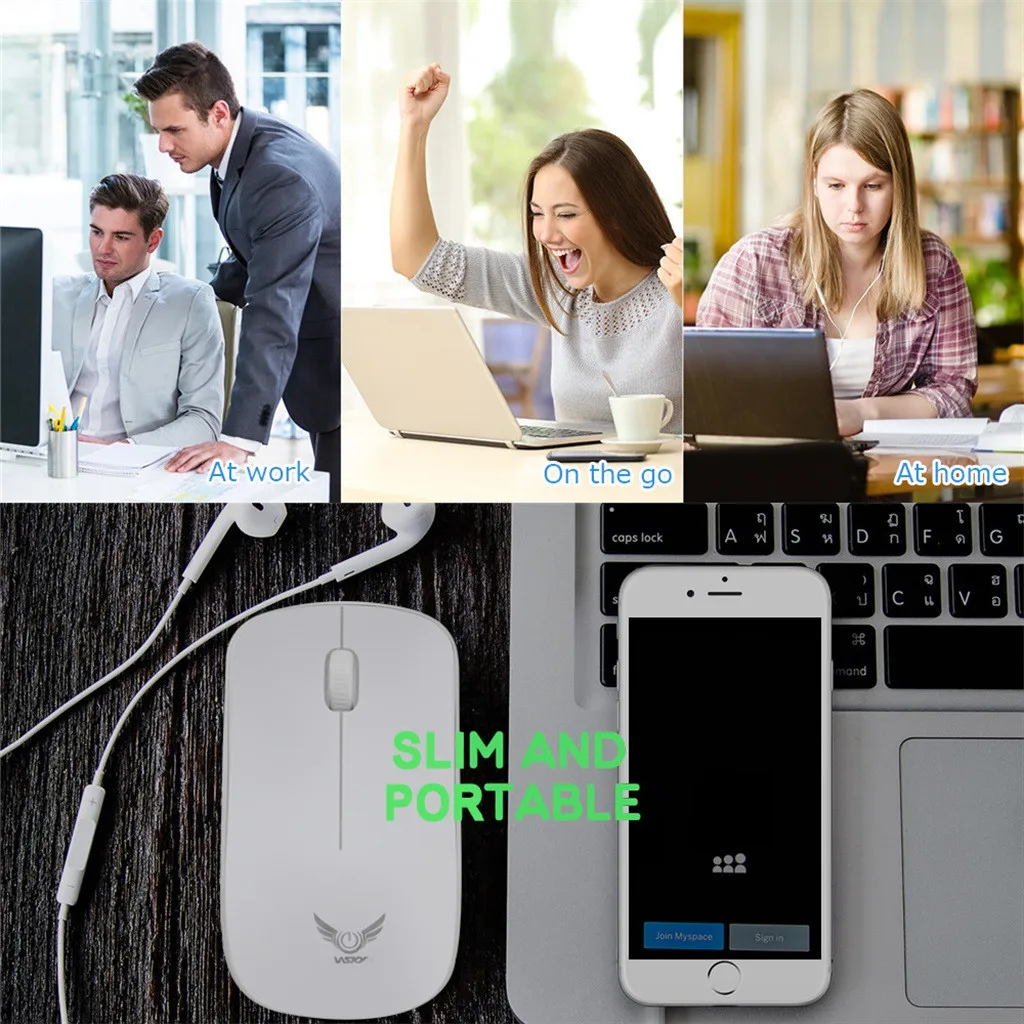 ZERODATE T16 Wireless Mouse USB Receiver Optical Sensor For PC Laptop Tablets