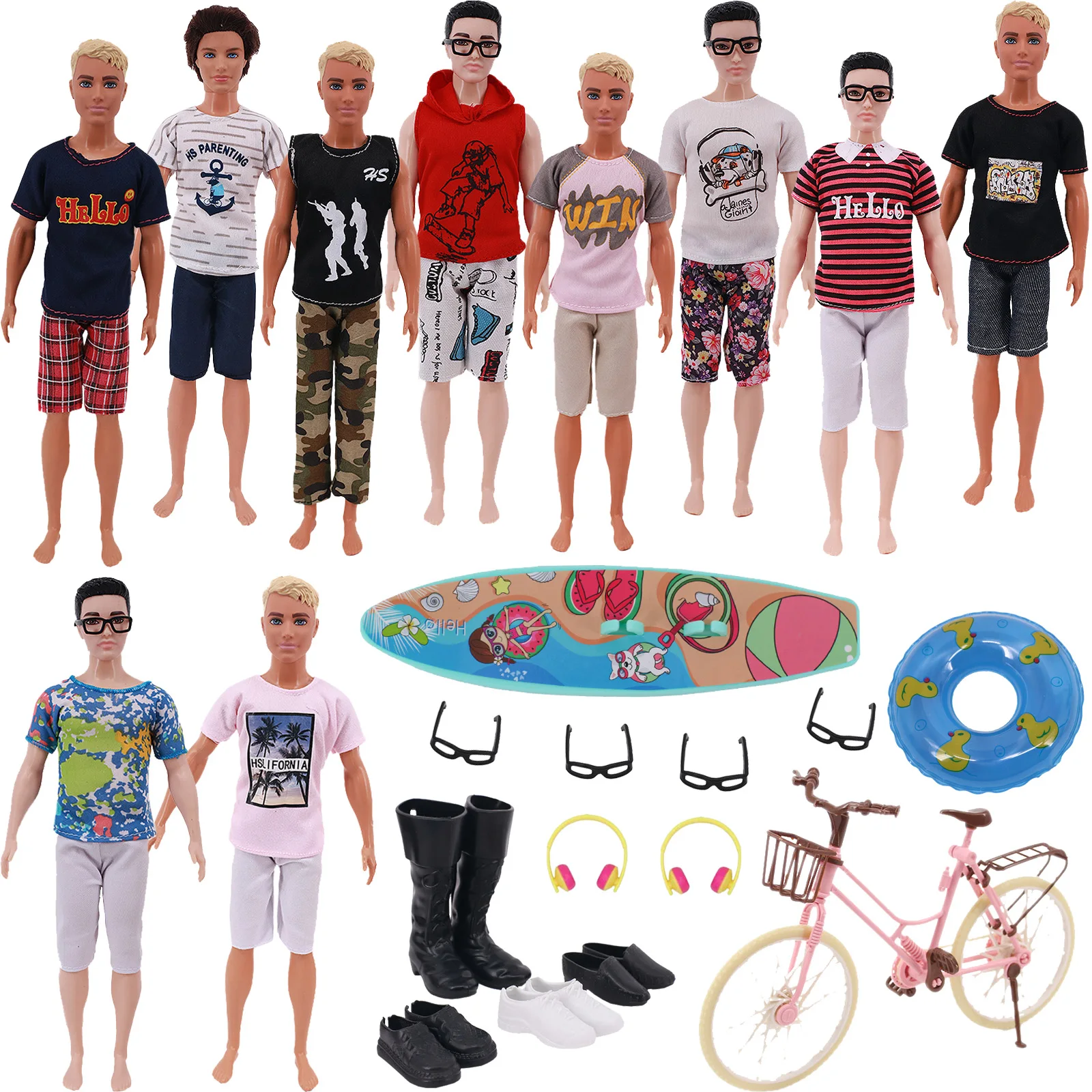 Ken Doll Clothes Handmade Men'S Doll Outfit Pants T-Shirt Casual Daily Wear Scarpe Vestiti Per Barbiees Doll Ken Accessori