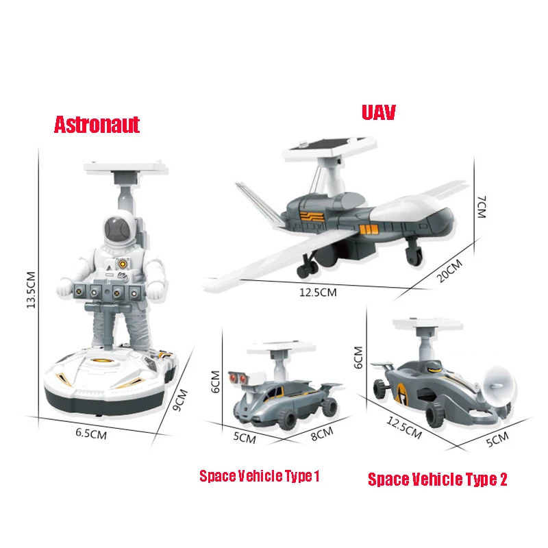 4 в 1 Солнечная Игрушка Головоломка DIY Собранный астронавт БПЛА космический автомобиль Развивающие игрушки пластик Рождество Gfit foy малыш - Цвет: 1 set no box