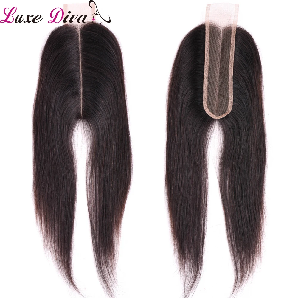 Luxediva 2x6 закрытие шнурка 2*6 закрытие бразильские волосы Ким К человеческие волосы закрытие Remy средняя часть естественное наращивание волос для женщин