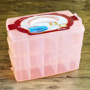 

Large size 32*19*24cm 3 layers Storage Box Case Detachable Organizer Bin DIY Desktop Plastic Storage Box For Ornaments Cosmetics