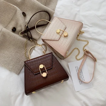 

Handbag Tote-Bags Stone Pattern PU Leather Crossbody Bags Designer Women New-Fashion with Metal Handle Lady Shoulder Bag Luxury