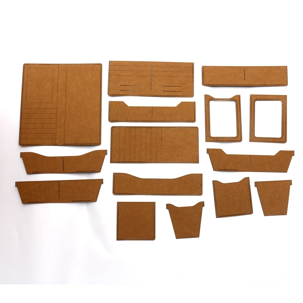 DIY leather craft long wallet universal heavy kraft paper cardboard 500gsm sewing pattern hollowed stencil template