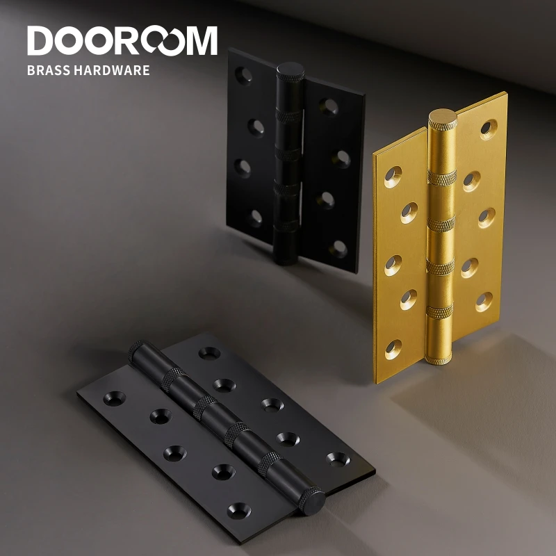 Dooroom Brass Knurled Door Hinges Free Slot Smoothly Thickening Mute Door Hinges 4 Inch 5 Inch