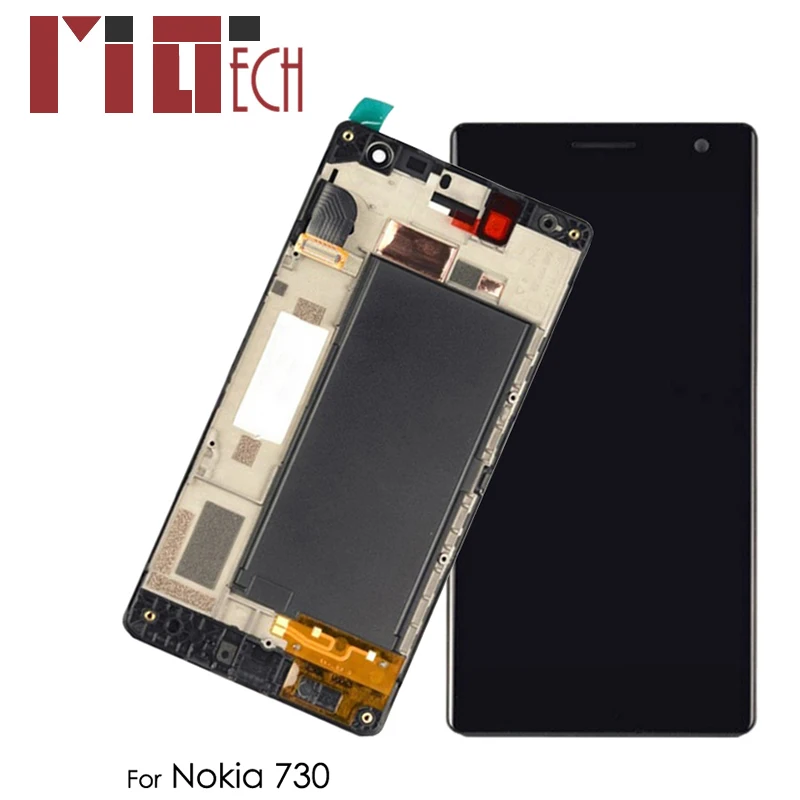 

LCD Display For Nokia Lumia 730 RM-1038 RM-1039 RM-1040 Touch Screen Digitizer Assembly Black with Frame Replacement Parts