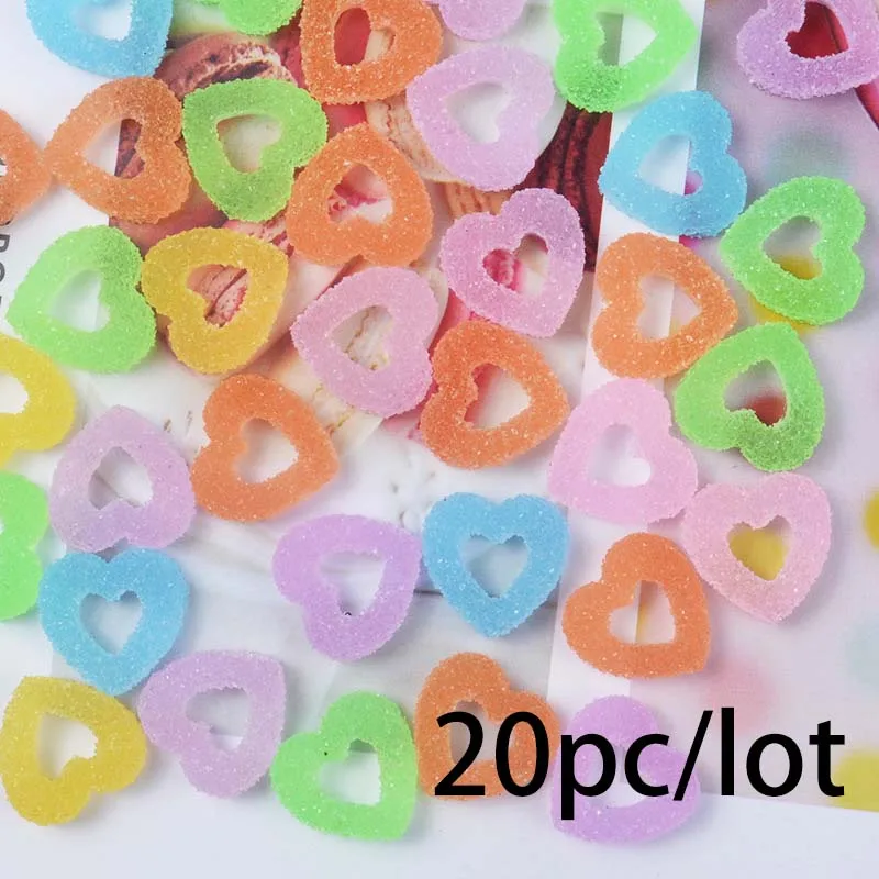 15 мм в форме сердца мягкие кабошоны из смолы для приготовления пищи DIY для наполнения слизи - Цвет: mix color