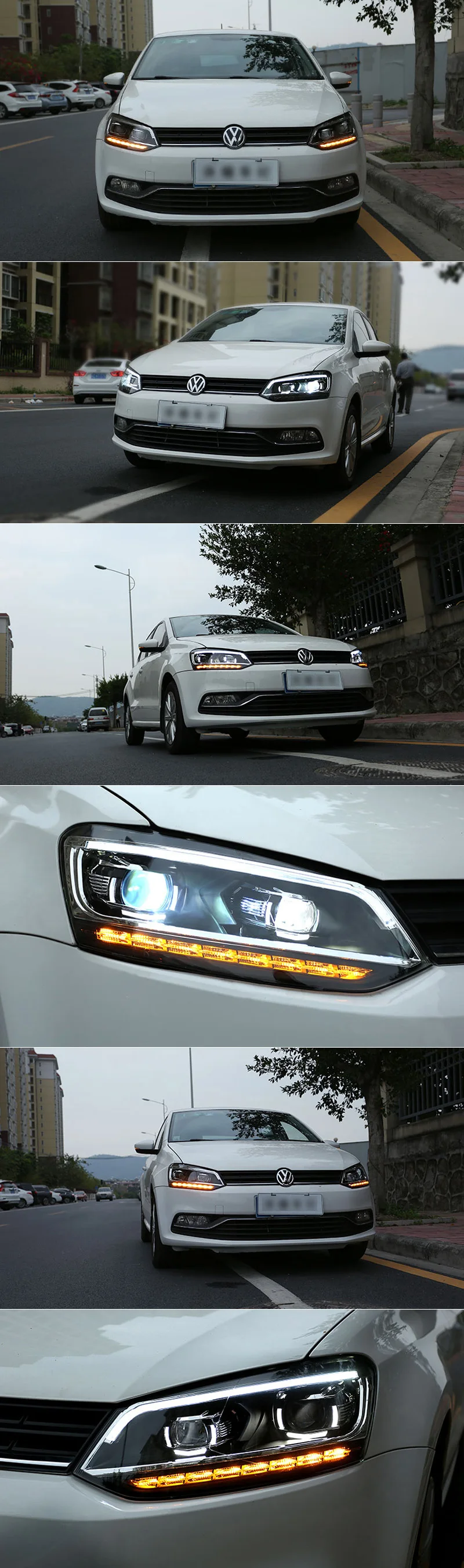 Автомобильный Стайлинг светодиодный фонарь для VW Polo, фара для Volkswagen Polo 2009~ светодиодный DRL движущийся сигнал поворота