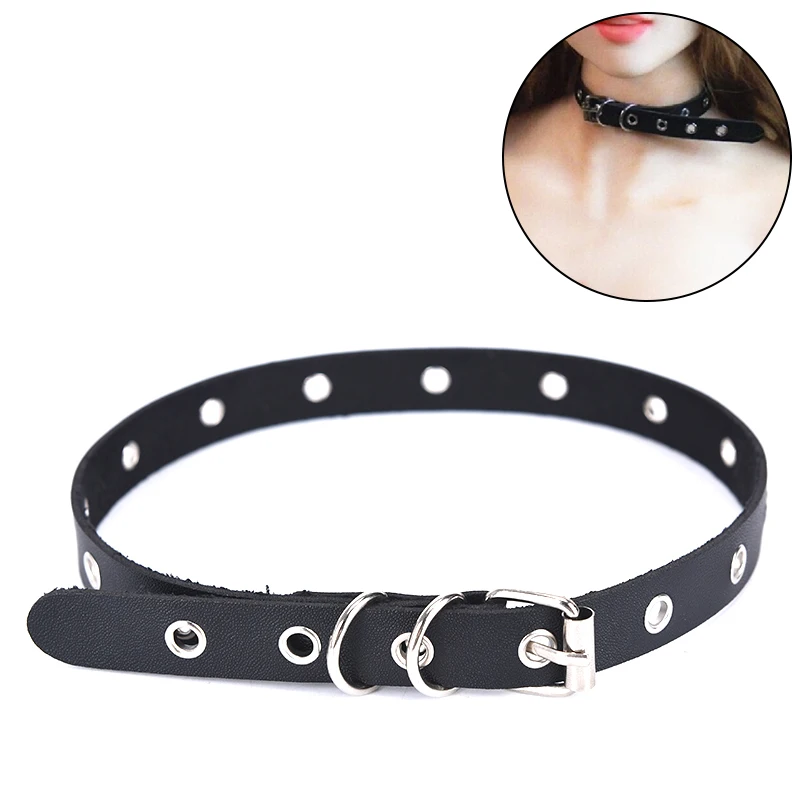 Metal Choker Necklace Punk Rock Gothic Sexy PU Leather Round Spike Rivet Collar 2 Styles