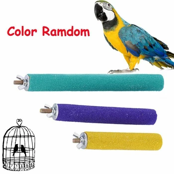 

Color Random Bird Cage Parrot Perches Stand Paw Grinding Station Platform Bird Supplies Bells Toys Perch Hanging Swings Cage