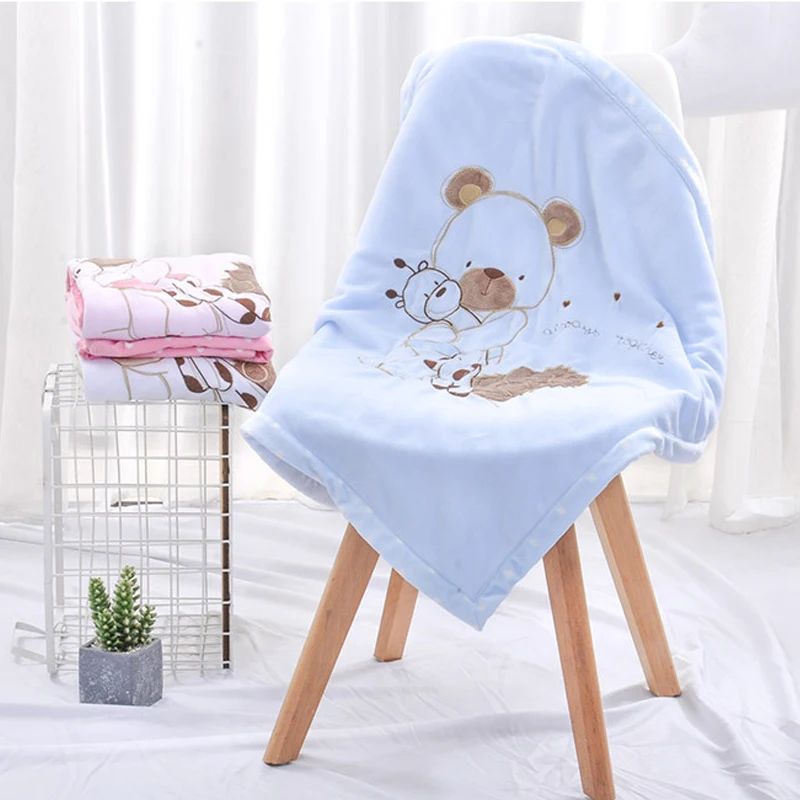 2018 Soft Fleece Baby Blanket Winter Cartoon Pattern Newborn Swaddle Wrap Blanket & Swaddling Baby Bedding (1)