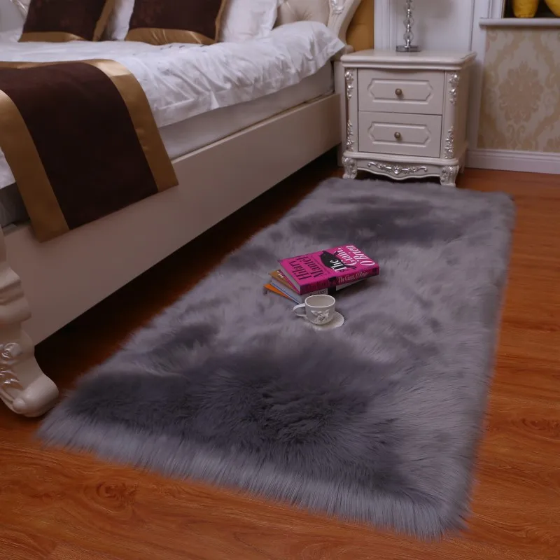 Большой ковер из искусственного меха для спальни, гостиной, декоративный Пушистый Ковер, красный/розовый/синий/белый, пушистые ковры, прикроватные напольные ковры