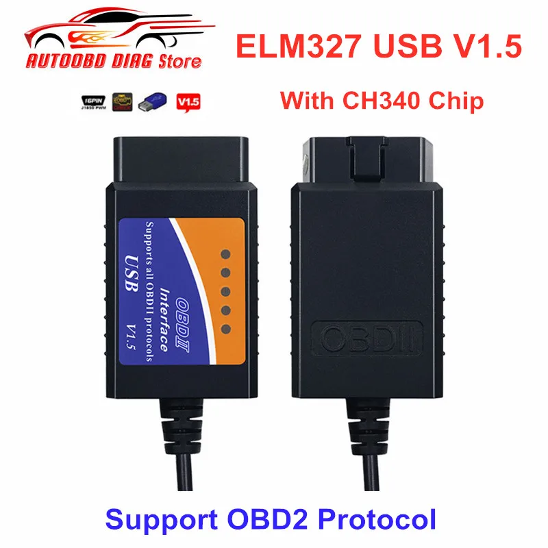

Best Price ELM327 HW V1.5 SW V2.1 Vehicles Auto Scanner Code Reader ELM 327 USB Interface OBD2 Connecter Diagnostic Tool