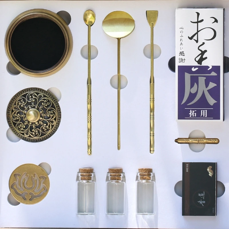 New Basic Incense Starter Tools Kit Vintage Pure Copper Incense Road Tools Set for Home Office Temple Gym Yoga Meditation