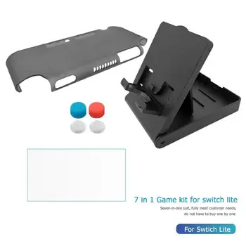 

7 in 1 Protection Kit for Nintendo Switch NS Lite TPU Case Tempered Glass Screen Protector Film Joystick Caps Folding Holder Sta