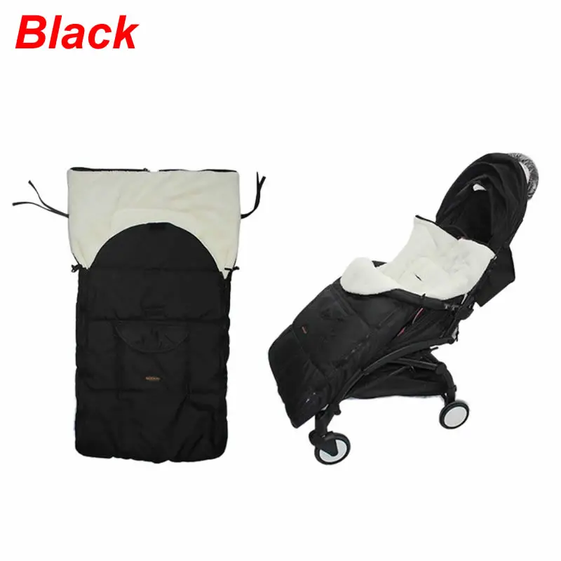 Детский матрас, детская коляска, водонепроницаемая подставка для ног, теплые зимние спальные мешки, Детские подножки, подкладка для коляски, конверт, спальный мешок - Цвет: Black