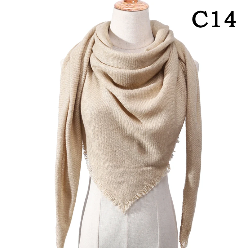 Женский шарф, модные клетчатые кашемировые шарфы, женские зимние шали и палантины, бандана, женские вязаные шарфы с треугольным вырезом - Цвет: C14