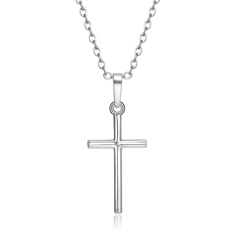 Short Necklace Chain Cross Women Necklaces Jewelry Ladies Unisex Pendant Silver Color Classic Korean Stainless Steel Naszyjnik | Украшения