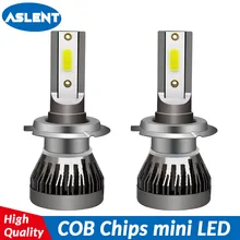 ASLENT 2pcs mini led Car Headlight LED Bulbs AUTO fog lamp H1 H4 H7 H8 H9 H11 HB3 HB4 9005 9006 9012 60W 8000lm 6500K 12v 24v