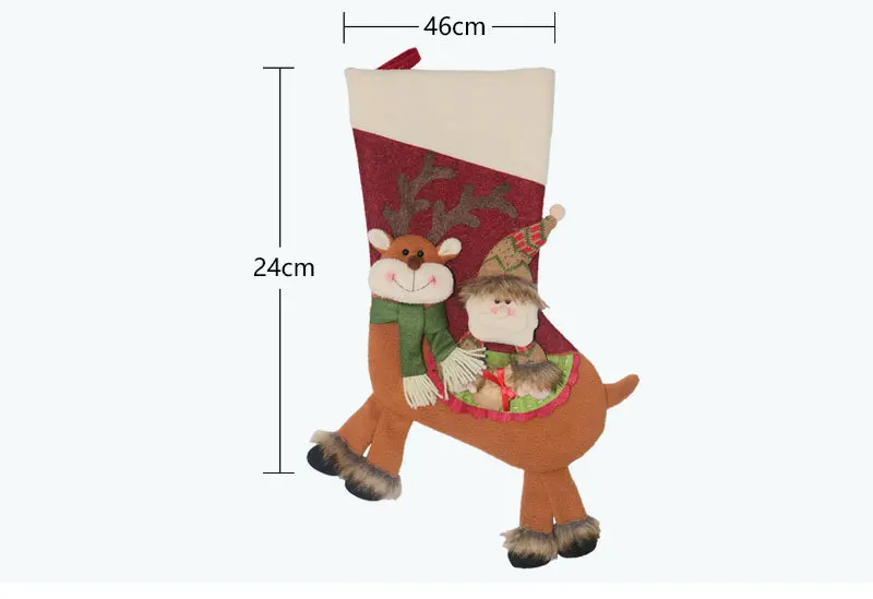 Large Christmas Stocking Santa Claus Sock Gift Holder Christmas Tree Decoration New Year Gift Candy Bags