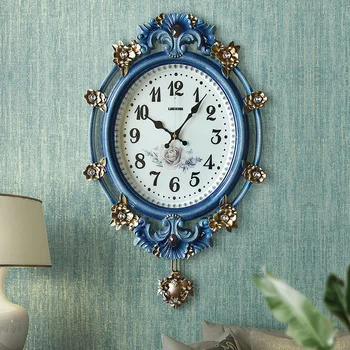

European Large Wall Clock Vintage Silent Living Room Home Retro Pendulum Clocks Wall Home Decor Creative American Klok Gift S502