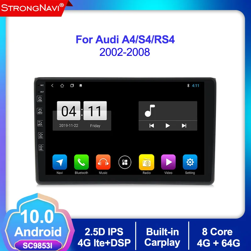 2 Din Автомобильный мультимедийный плеер GPS Android 10 0 DVD Automotivo для Audi/A4/S4 2002-2008 Радио 8