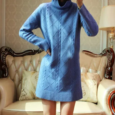 BARESKIY кашемировый свитер женский свитер с высоким воротником сплошной цвет большой размер пальто длинный рукав свитер женская одежда - Цвет: blue