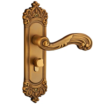 

Promotion! Vintage Door Lock European Style Retro Bedroom Door Handle Lock Interior Anti-Theft Room Safety Door Lock Aluminum Al