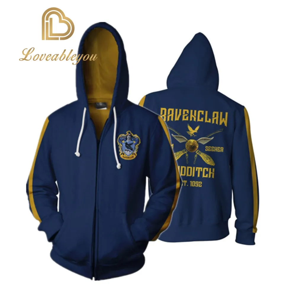 Wizardry Gryffindor Slytherin Ravenclaw косплей костюм для мужчин и женщин толстовки пуловер Trackusits Повседневная куртка на молнии