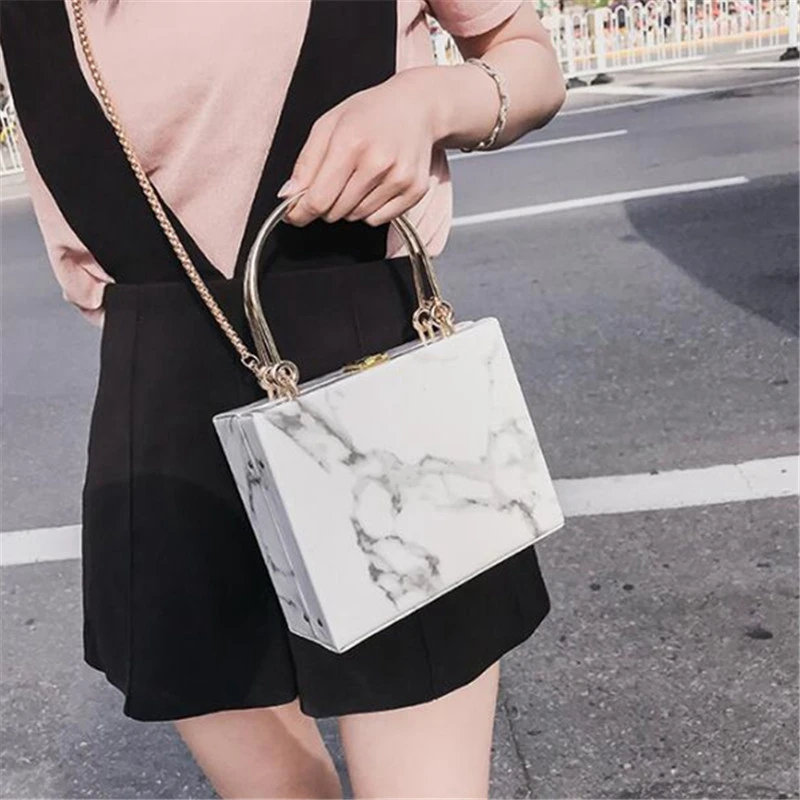 ABZC-винтажная женская сумка, маленькая сумка из искусственной кожи, женская модная сумка-тоут с имитацией мрамора, сумка через плечо с Ch