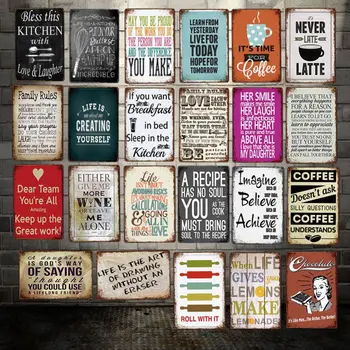 

[ WellCraft ] Chocolate LIFE COFFEE KITCHEN LOVE Family Rule Believe achieve Tin Sign Vintage Painting Custom Decor LT-2023