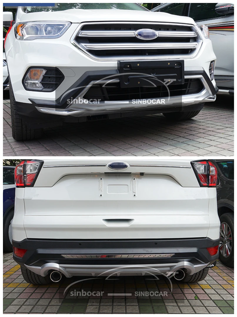 

Car ABS Plastic Front+Rear Protector Sill Plate Cover Trunk Guard For Ford Escape KUGA 2017 2018 Bumper Protector