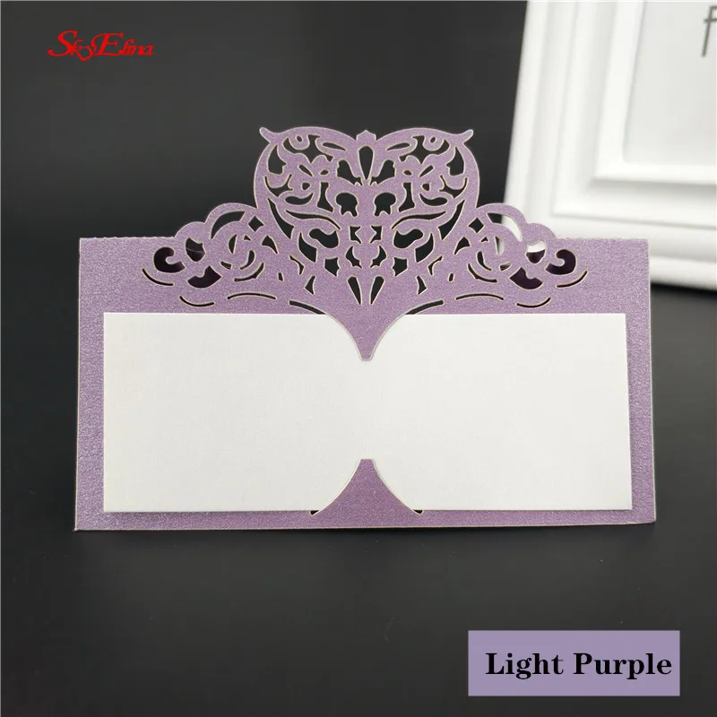 LightPurple 100 шт. таблицы карты лазерной резки Бумага лоза сиденье карты для Свадебная вечеринка Сувениры Украшения Имя Место карты 6zsh871-100 - Цвет: LightPurple