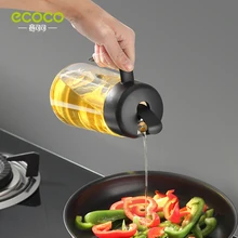 

ECOCO Oil Can Kitchen Accessories Storage Bottle Transparent Automatic Opening and Closing Cover Glass Soy Sauce Pot Vinegar Pot
