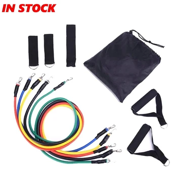 

11-piece set Tensioner Pull Rope Fitness Multi-function Tensioner Suit Muscle Training Belt Elastic Sleeve Bands set