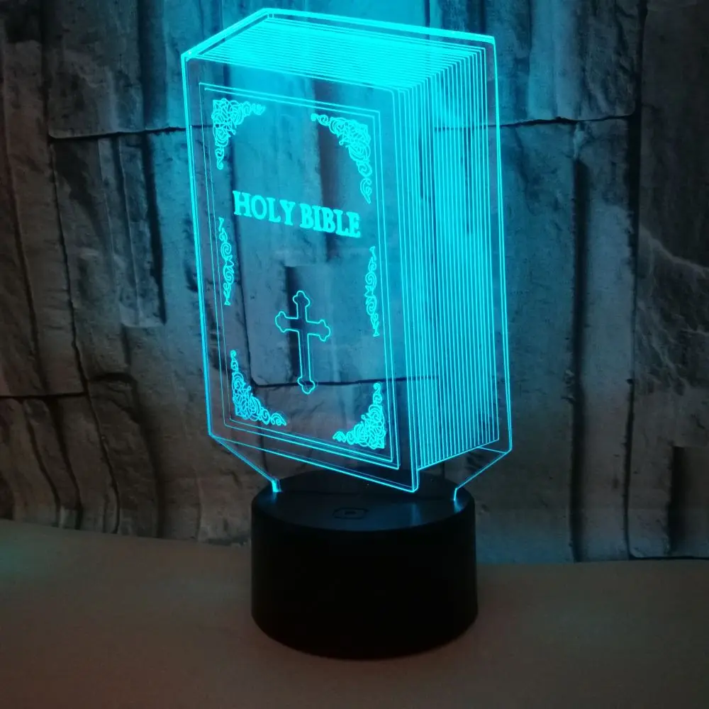 

New foreign trade Bible 7 color 3D lamp LED acrylic visual lamp creative touch illusion lamp LED toys Christmas gift