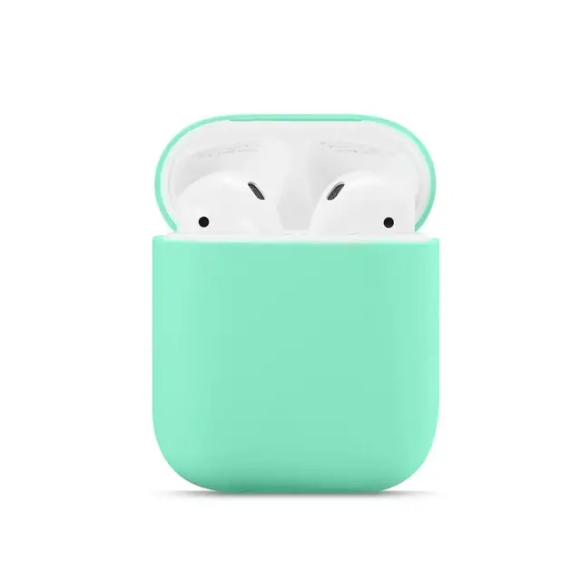 For Airpods 1/2 Soft Silicone Earphone Cover Air Pods Case Earpods Accessories Headset Protective Sleeve Apple Airpods 2 Case Green