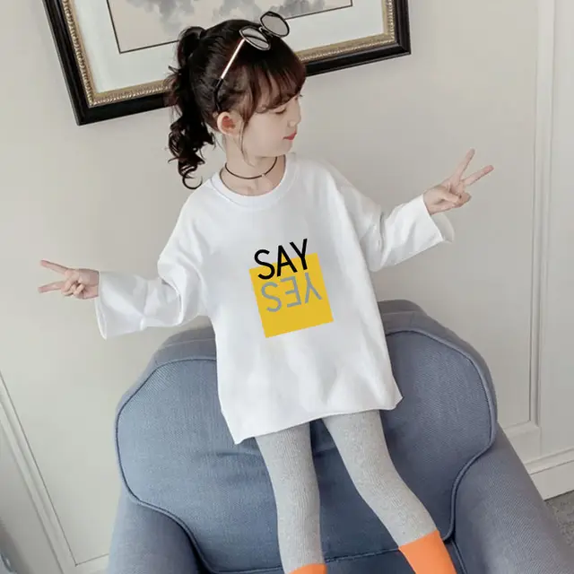 가을을 위한 편안하고 스타일리시한 여아용 와이드 티셔츠
