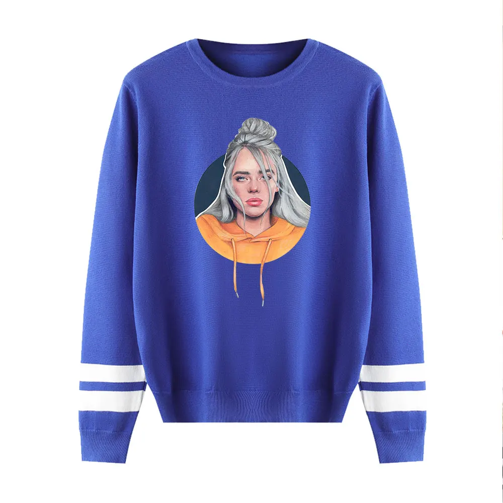 Модные Kpop вязаные свитера с круглым вырезом Billie Eilish, подходят для весны и осени, мужские и женские свитера, мужская и женская повседневная одежда