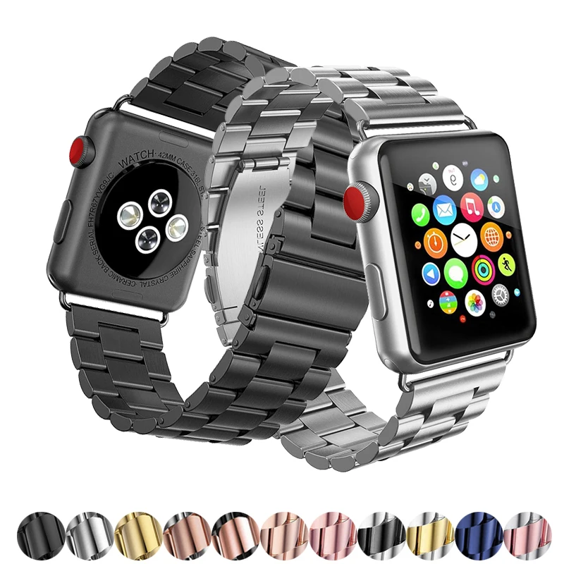 Браслет из нержавеющей стали ремешок для apple watch 42 мм 38 версия 44 м 40 наручных часов