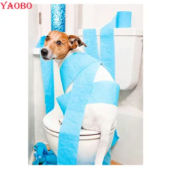 

DIY Diamond Painting Full Square Diamond Toilet dog pattern 5D Embroidery Cross-Stitch Rhinestone Mosaic Decor Gift puzzle art