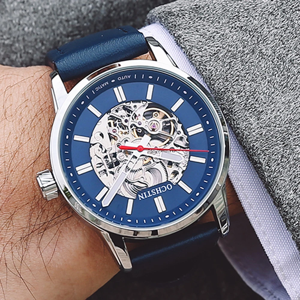 OCHSTIN New Automatic Mechanical Men Watch Top Brand Luxury Real Leather Mens Watches Military Army Sport Skeleton Male Clock | Наручные