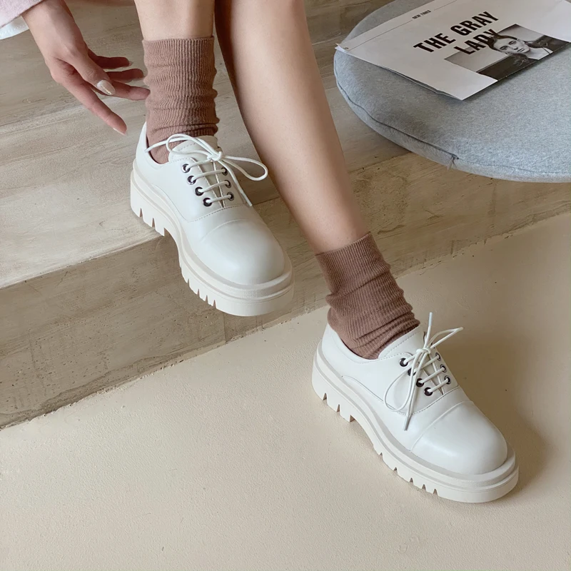 Good Deal Smallhut-Zapatillas de primavera para mujer, zapatos planos de microfibra informales con plataforma en el interior, color negro, marrón y blanco, M038 xmQKM3JpykL