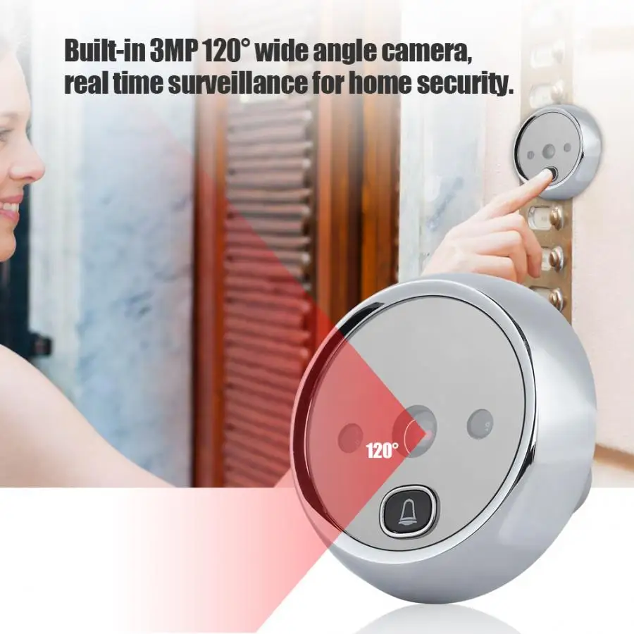 3-дюймовый HD ЖК-дисплей displaySecurity 3MP HD дверной звонок Камера ночной фотосъемки Телезритель двери ЖК-дисплей монитор