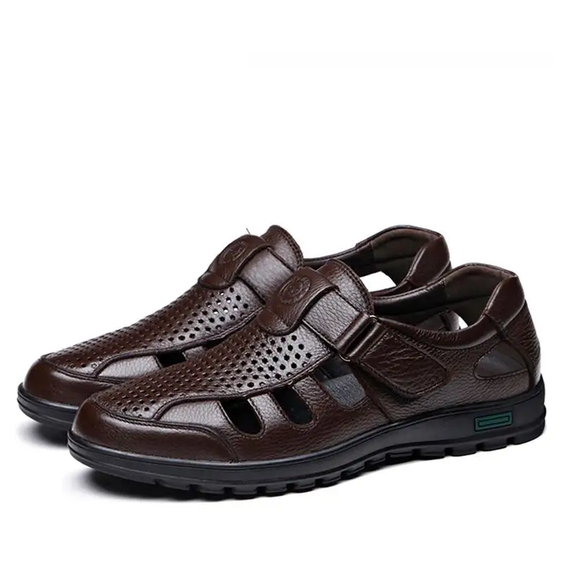 

Men Fashionable Soft-soled Leather Shoes Outdoor Casual Shoes Breathable Fisherman Shoes Men Beach Shoes Hombre Big Size 37-45